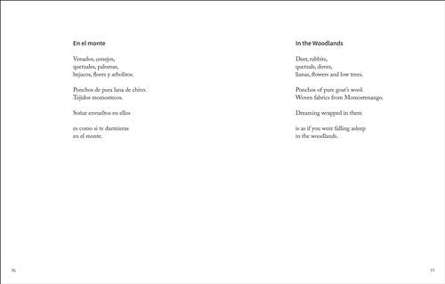  This image is of a poem called “En el monte” or “In the Woodlands.” To the left is the poem in Spanish, and to the right is the poem in English. 